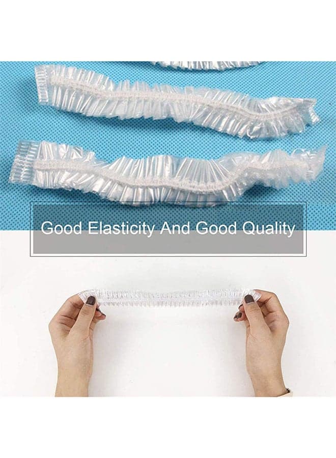 100-Piece Disposable Waterproof Shower Cap Set Clear (٥)
