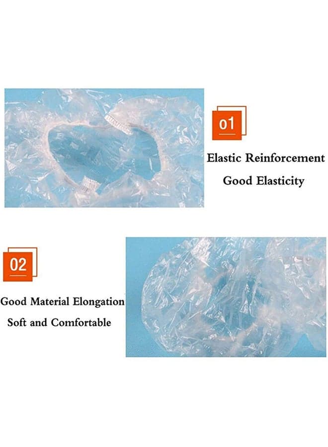 100-Piece Disposable Waterproof Shower Cap Set Clear (٧)