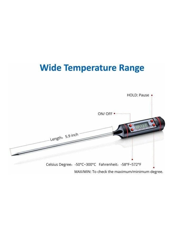Digital Cooking Meat Thermometer Silver/Black 5.9inch Kitchen Thermometers (3)