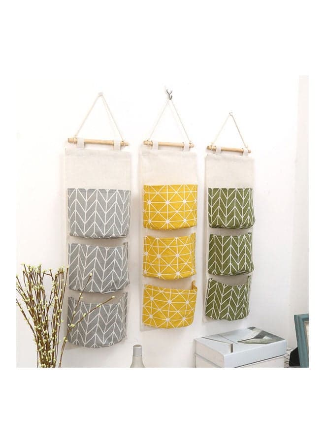 3 Pockets Wall Door Closet Home Hanging Storage Bag Linen Fabric Organizer Pouch Multicolour Closet Systems (3)