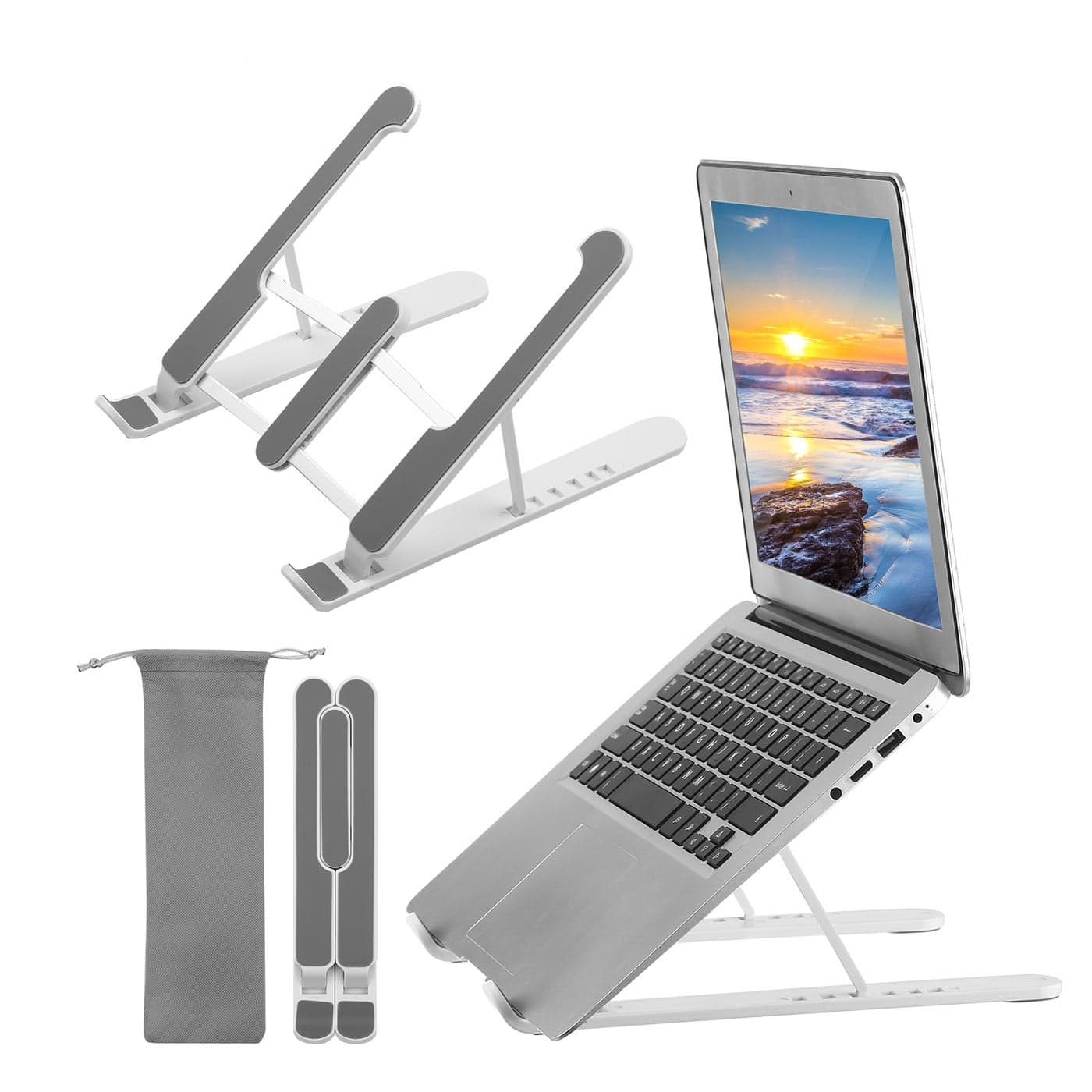 Adjustable Aluminum Alloy Foldable Laptop Stand White