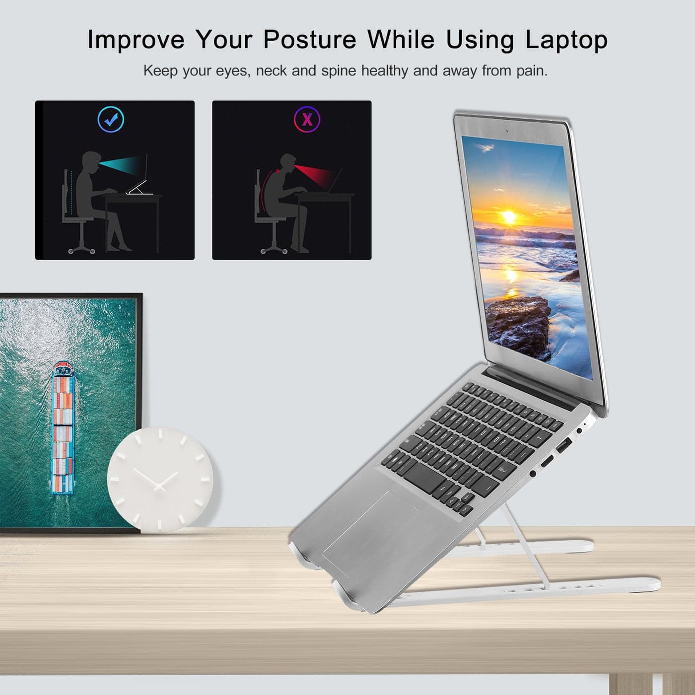 Adjustable Aluminum Alloy Foldable Laptop Stand White Mobile Phone Accessory Kits (٥)