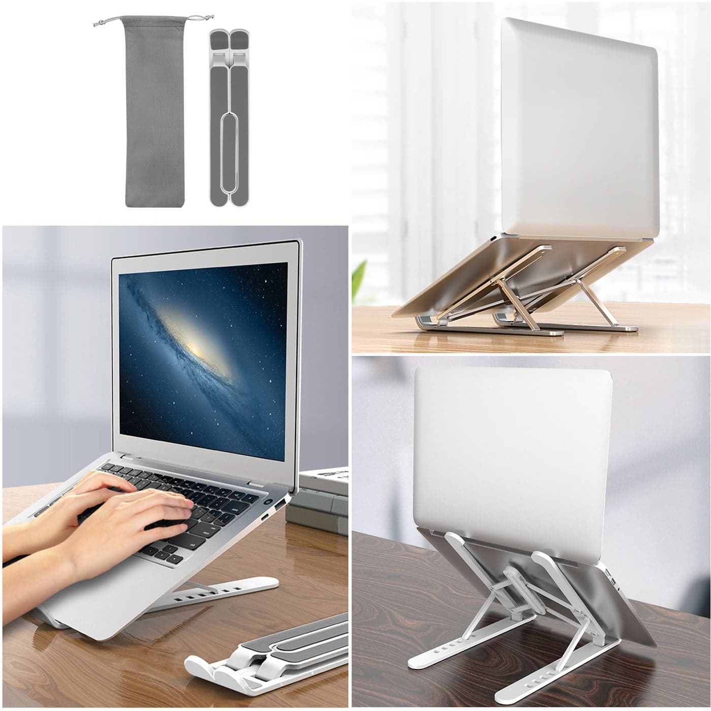 Adjustable Aluminum Alloy Foldable Laptop Stand White Mobile Phone Accessory Kits (٦)