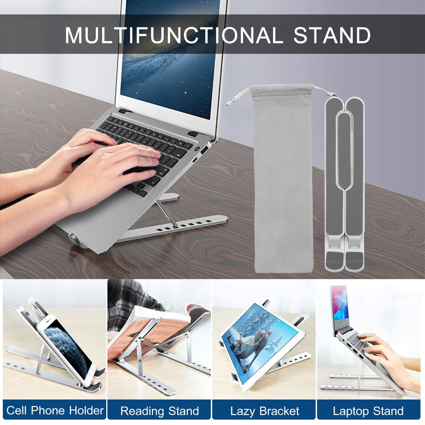 Adjustable Aluminum Alloy Foldable Laptop Stand White Mobile Phone Accessory Kits (٧)