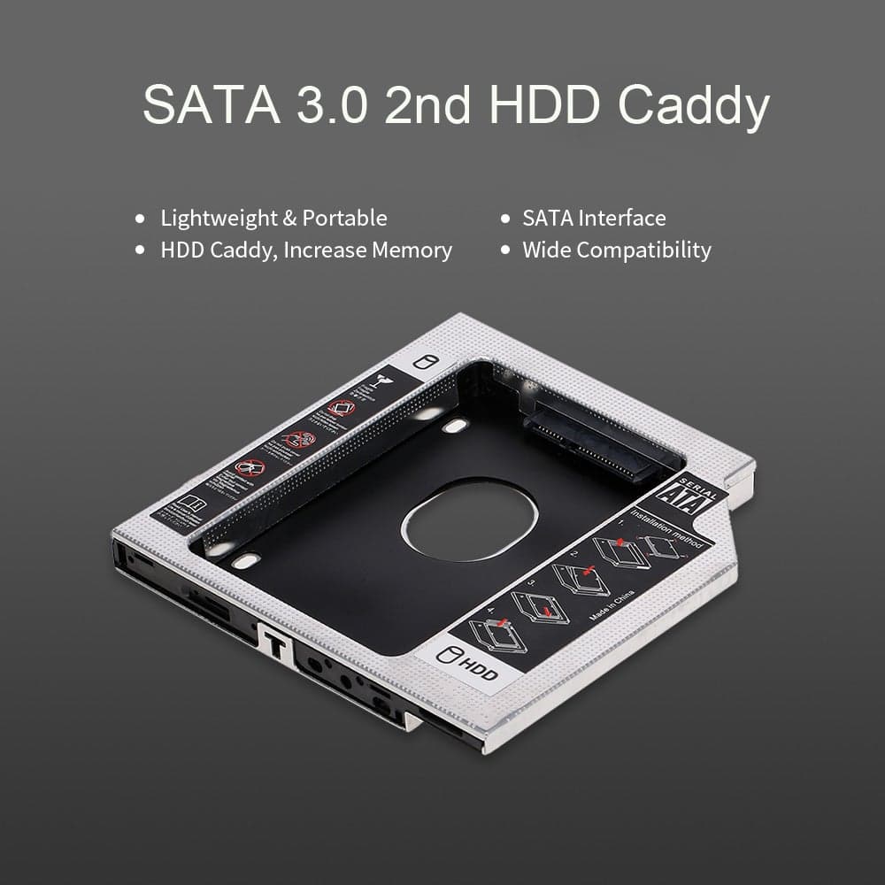 Aluminum Alloy SATA3.0 2nd Caddy 12.7mm 2.5 Inch SSD HDD Enclosure For Desktop PC Laptops Black Internal Hard Drives (٦)