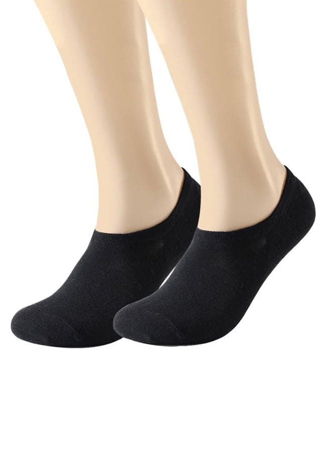 6 Pairs Of Invisible Boat Socks Black Women's Socks