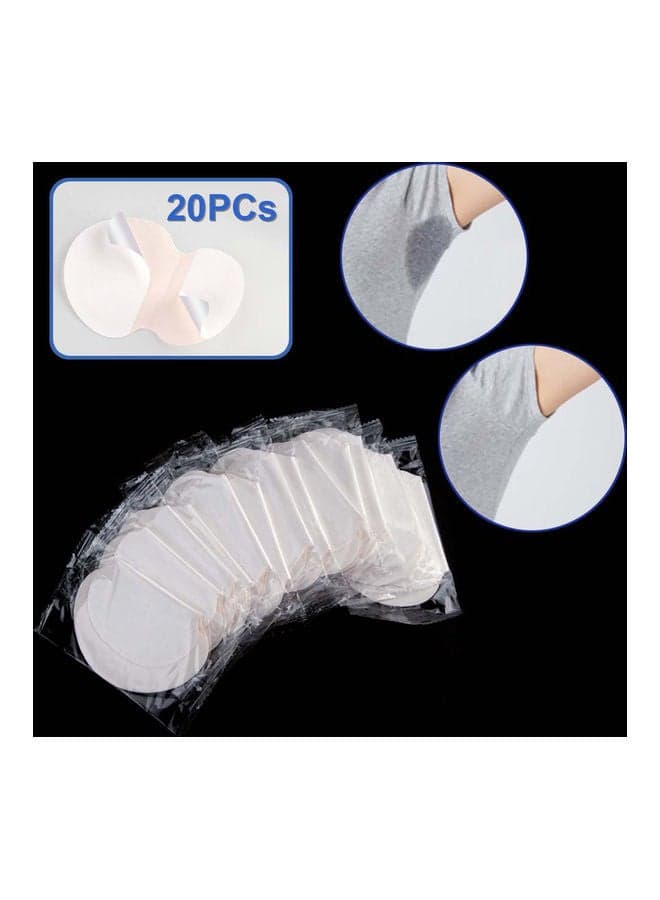 20pcs Summer Sweat Pad Perspiration Absorbing Guard Underarm Armpit Sweat Pad Disposable White Daily Living Aids (٣)