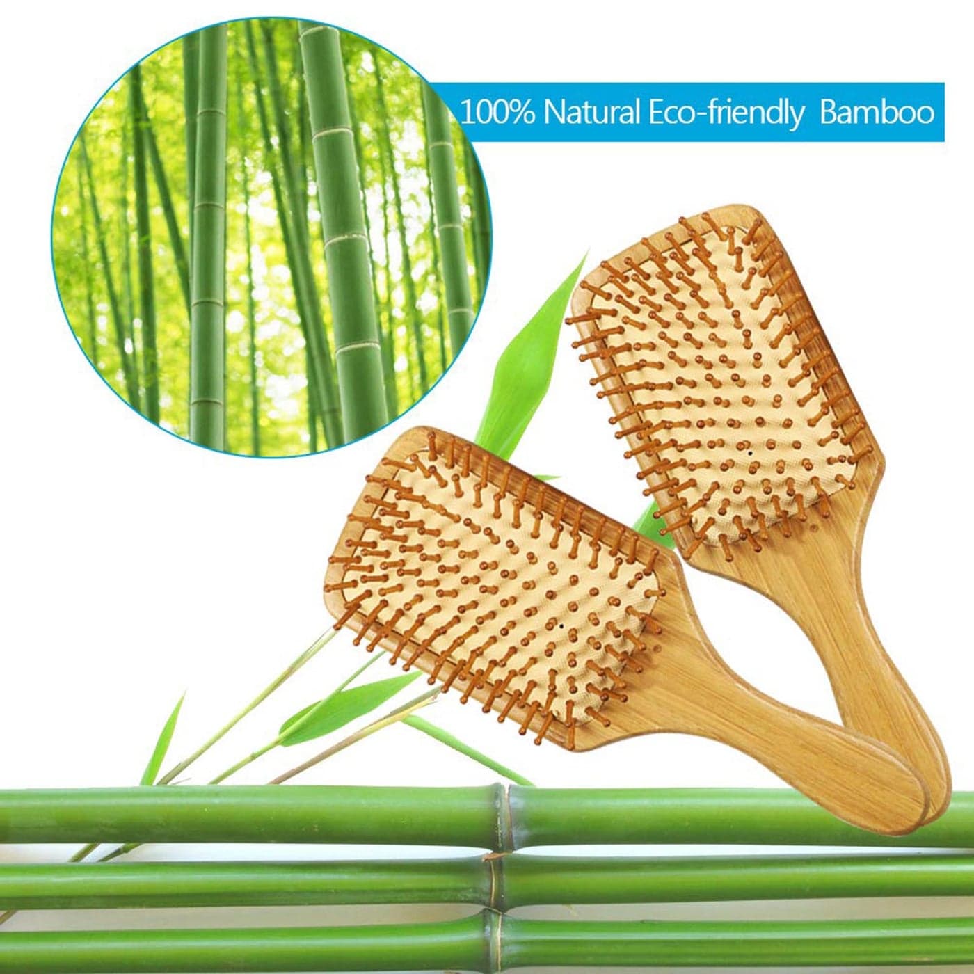 Bamboo Paddle Massage Hair Brush Wood 24.5 X 4 X 8.5cm (٤)