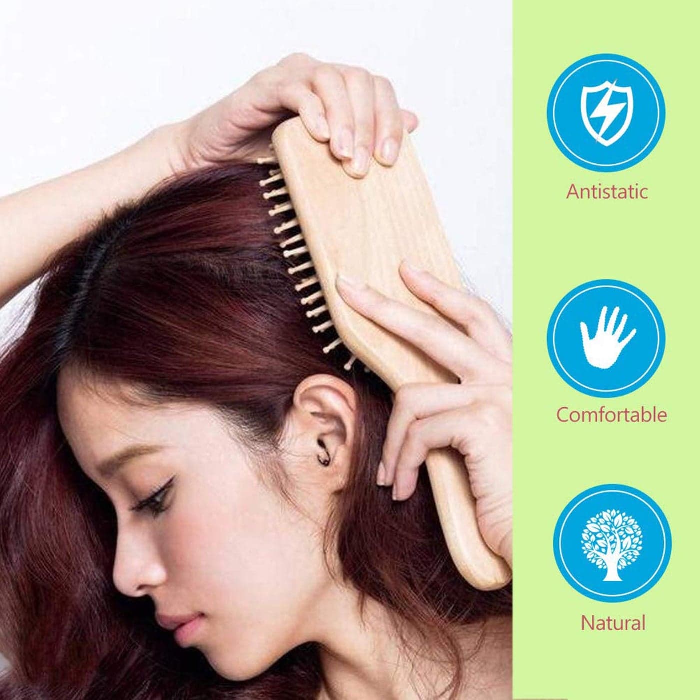 Bamboo Paddle Massage Hair Brush Wood 24.5 X 4 X 8.5cm (٣)