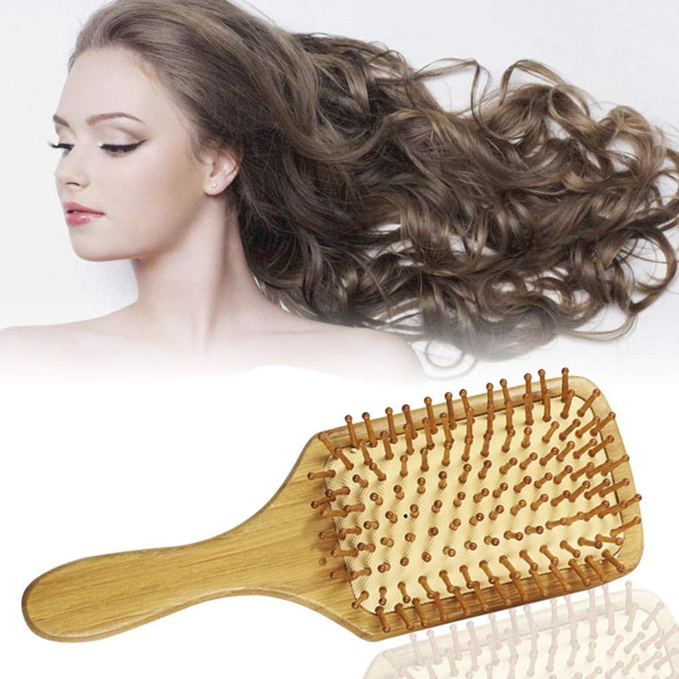 Bamboo Paddle Massage Hair Brush Wood 24.5 X 4 X 8.5cm (٥)
