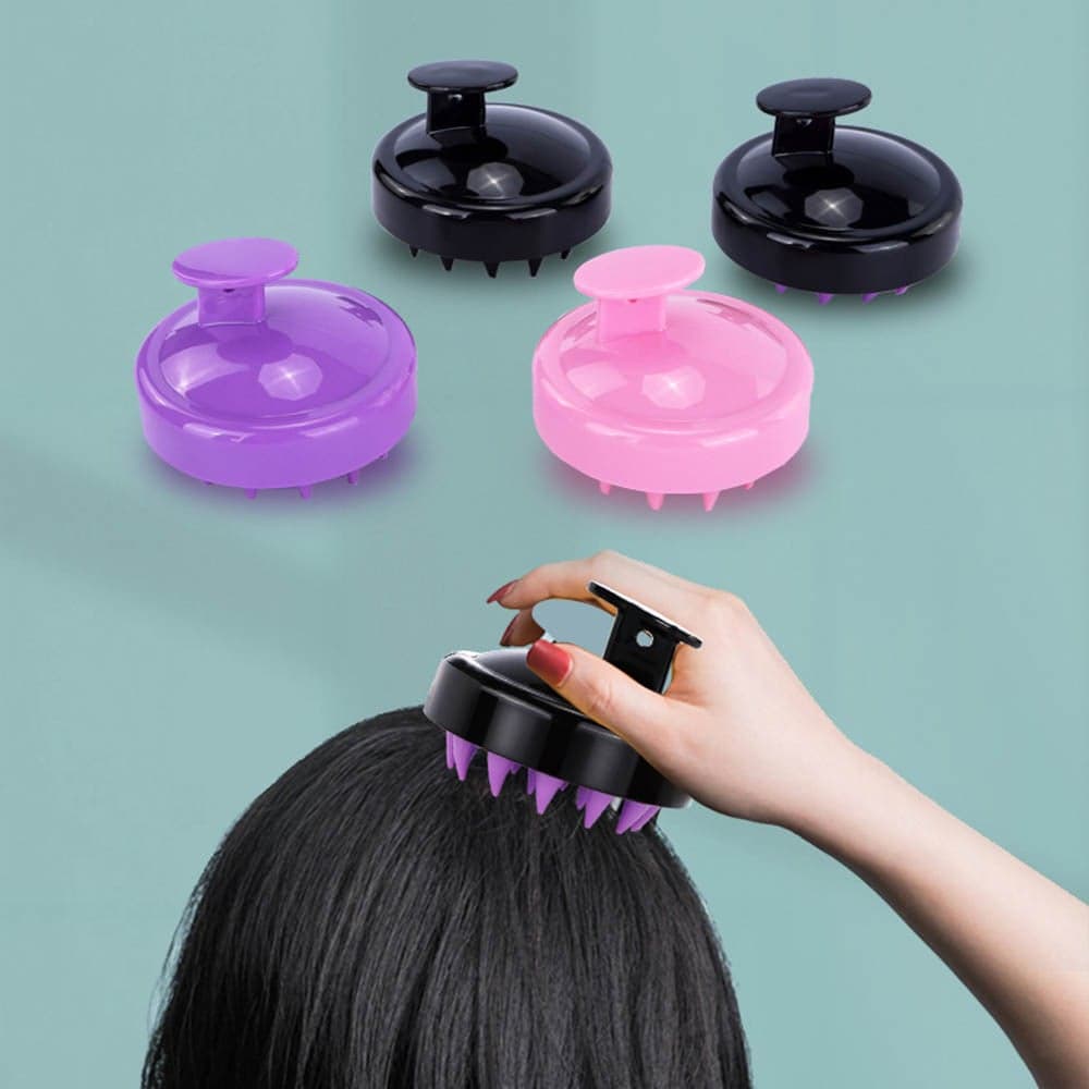 Soft Silicone Hair Scalp Massager Shampoo Comb Black 8 X 8 X 8cm Styling Accessories (٣)