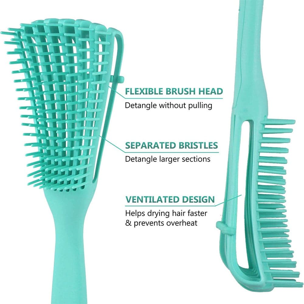 Hair Comb With Adjustable Detangler Brush for Afro America Wavy Curly Hair Detangle Easily Wet Dry Long Hair for Beautiful Shiny Curls Blu Yellow 24.5 X 4 X 5.5cm Styling Accessories (٤)