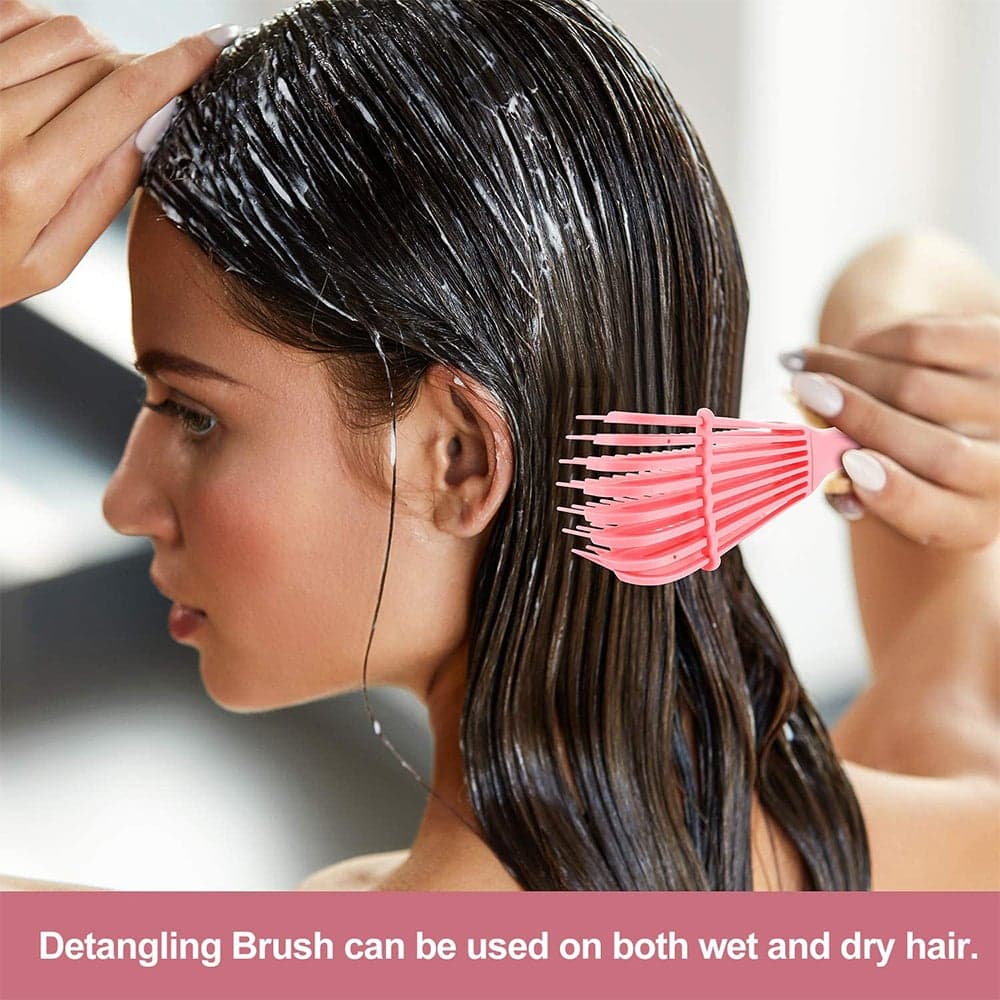 Hair Comb With Adjustable Detangler Brush for Afro America Wavy Curly Hair Detangle Easily Wet Dry Long Hair for Beautiful Shiny Curls Blu Yellow 24.5 X 4 X 5.5cm Styling Accessories (٧)