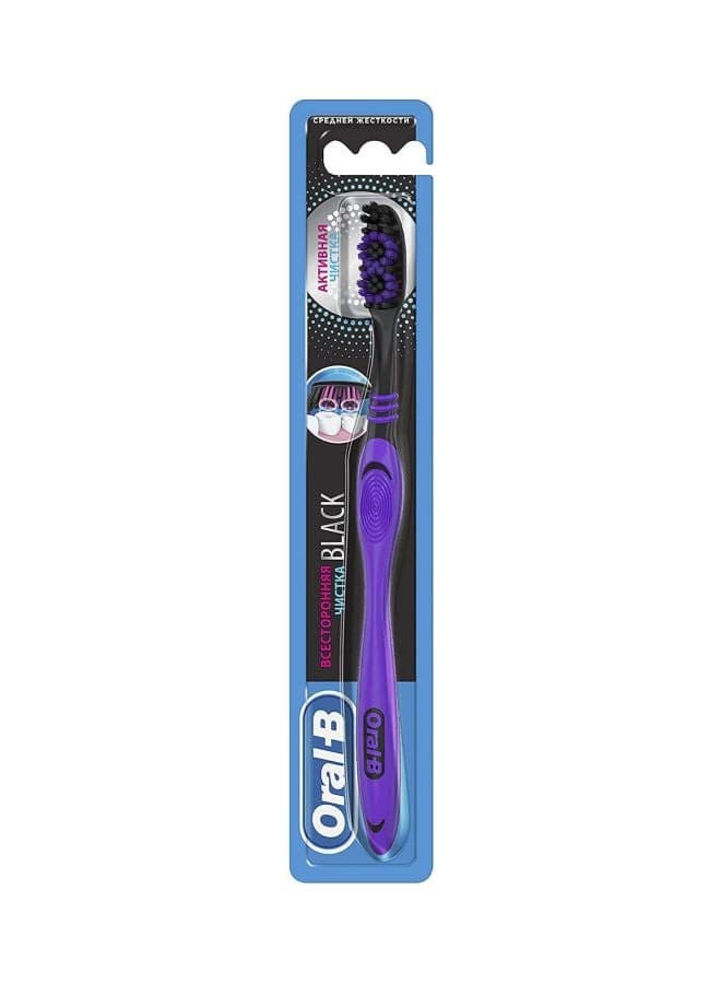 Surrounding Black Toothbrush, Medium Manual Toothbrush, 1 Count Multicolour