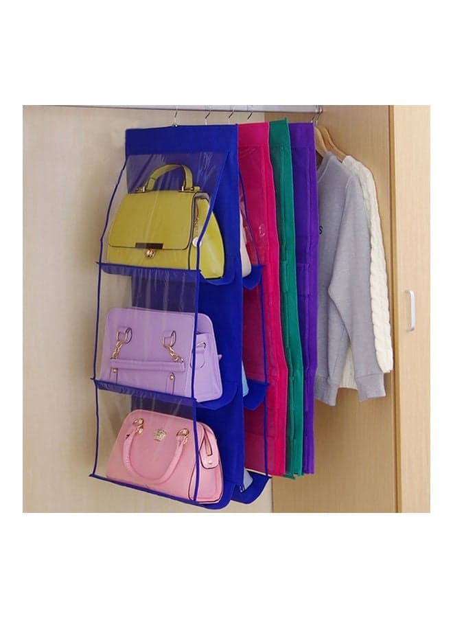 6 Pocket Clear Purse Handbags Organizer Door Closet Shelf Hanging Storage Bag Blue 20*10*20cm (5)