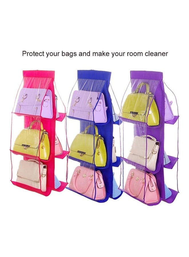 6 Pocket Clear Purse Handbags Organizer Door Closet Shelf Hanging Storage Bag Purple 20*10*20cm (3)