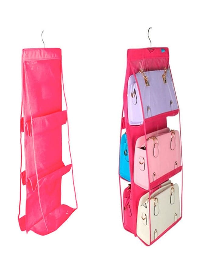 6 Pocket Clear Purse Handbags Organizer Door Closet Shelf Hanging Storage Bag Purple 20*10*20cm (4)