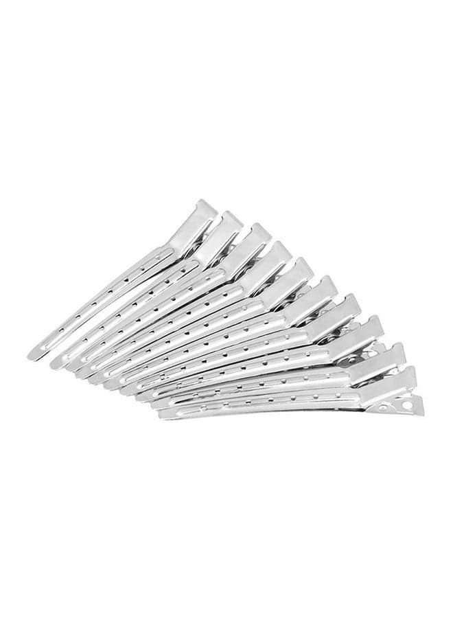 12-Piece Hair Clips Silver 12cm