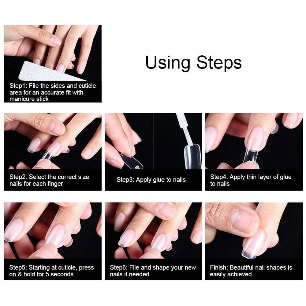 100 Piece False Nails Tips Ivory Press On False Nails (٤)
