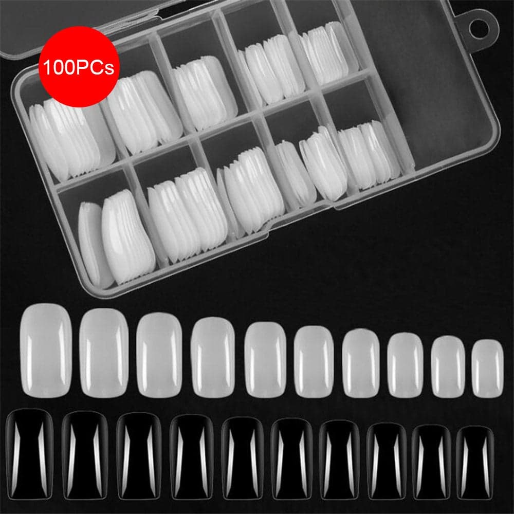 100 Piece False Nails Tips Transparent Press On False Nails (٦)