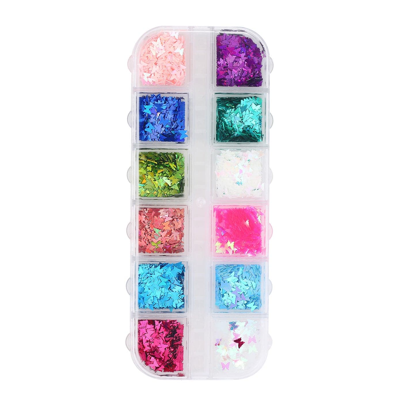 12 Grids Butterfly Glitter Nail Art Sequins Multicolor