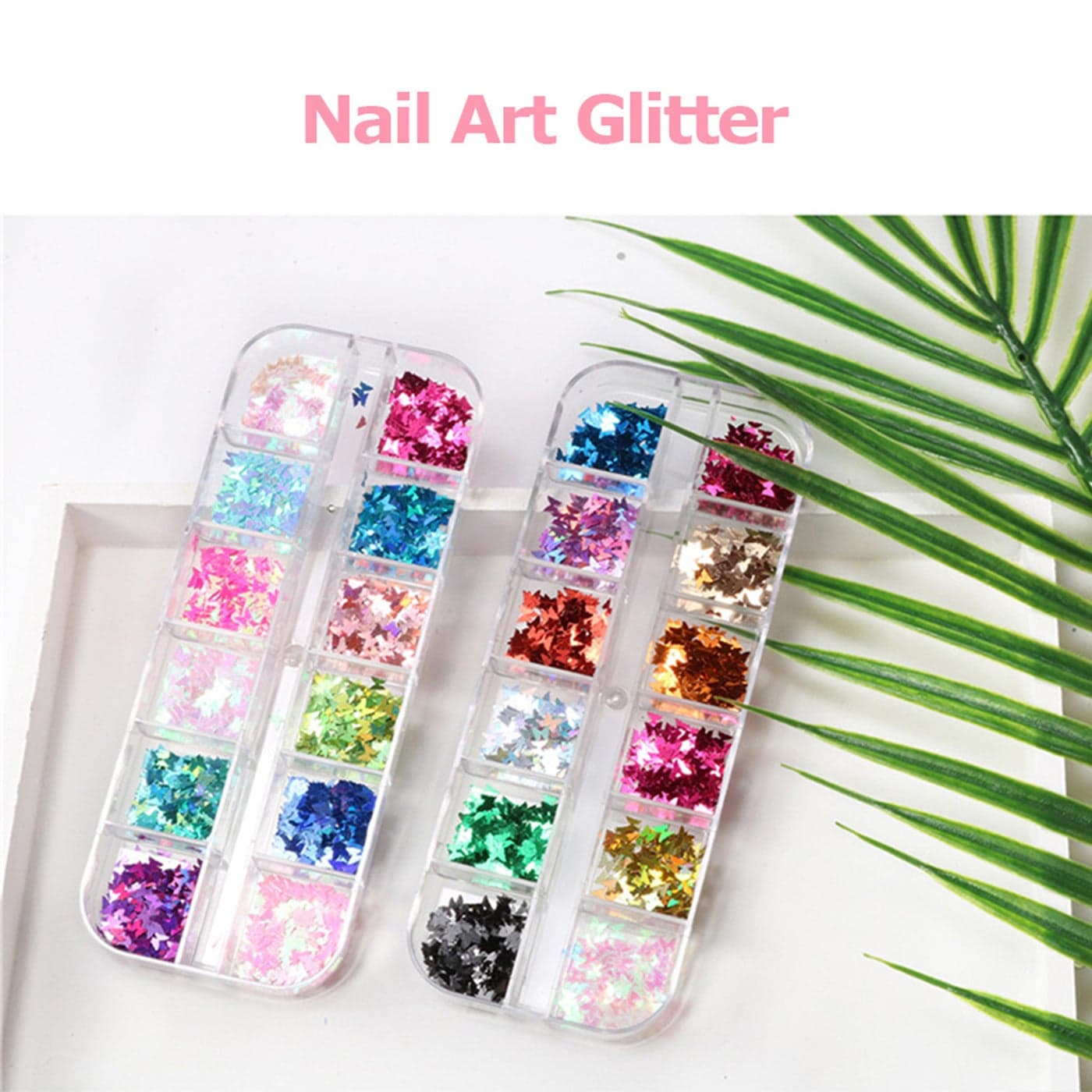 12 Grids Butterfly Glitter Nail Art Sequins Multicolor (٥)