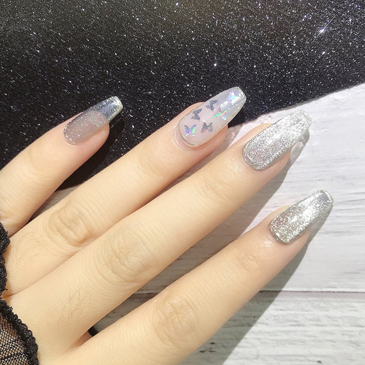 12 Grids Butterfly Glitter Nail Art Sequins Multicolor (٣)