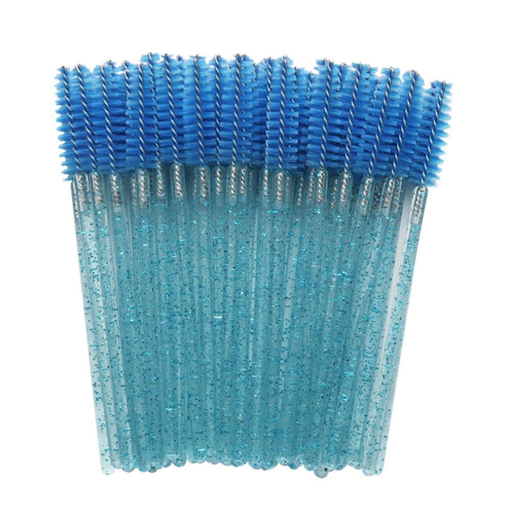 50 Piece Disposable Eyelash Mascara Brush Set Blue Face Makeups