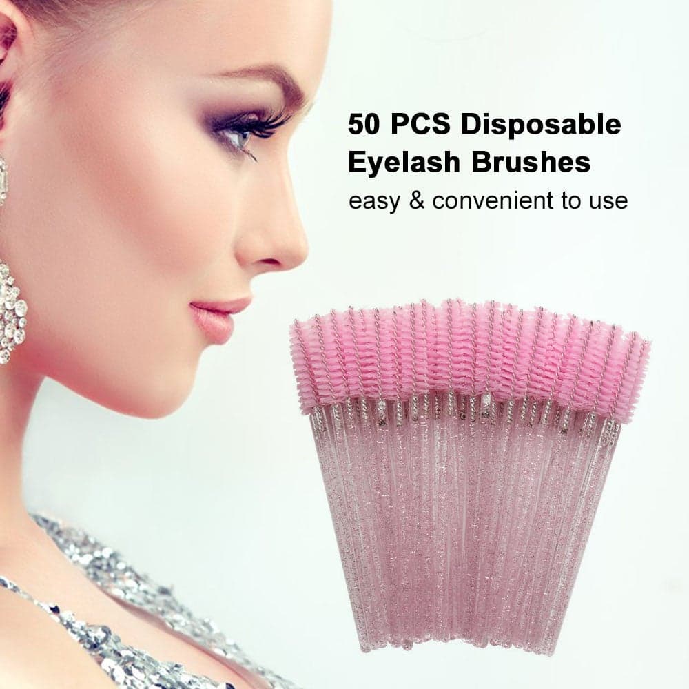50 Piece Disposable Eyelash Mascara Brush Set Blue Face Makeups (٥)