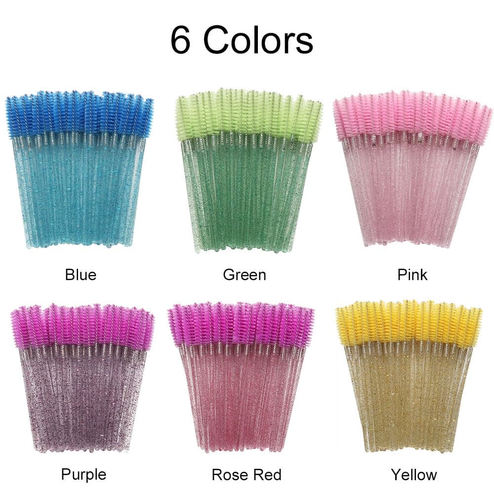 50 Piece Disposable Eyelash Mascara Brush Set Blue Face Makeups (٦)