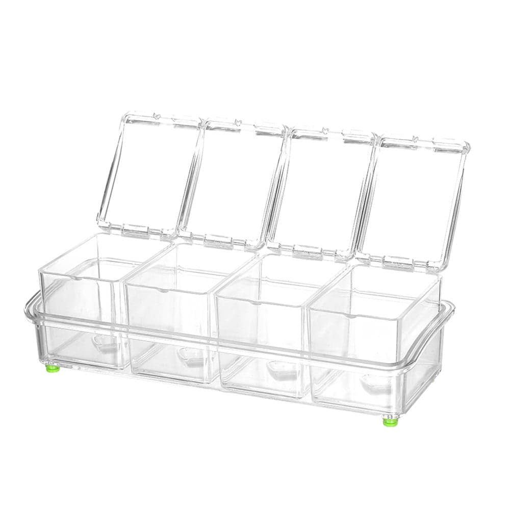 Set of 4 Detachable Seasoning Storage Clear Spice Rack Organizer Condiment Holder Transparent 26*8.5*10.5cm