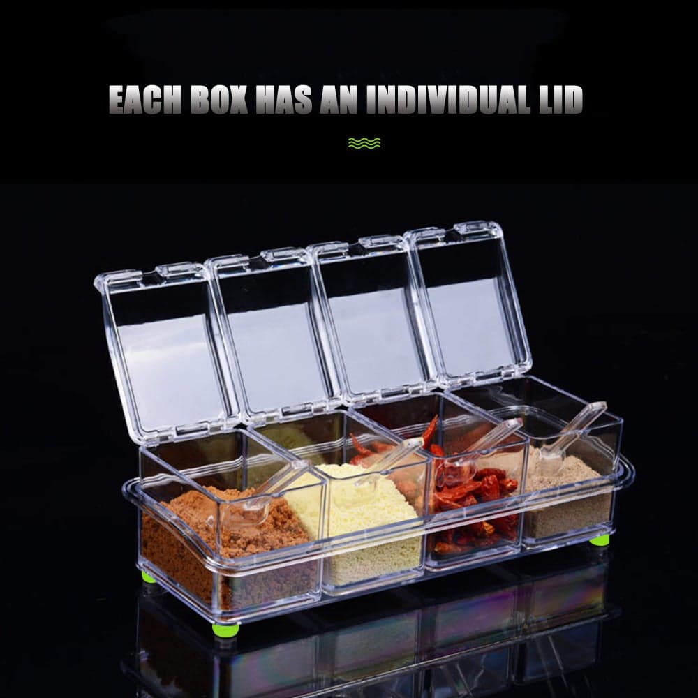 Set of 4 Detachable Seasoning Storage Clear Spice Rack Organizer Condiment Holder Transparent 26*8.5*10.5cm (3)