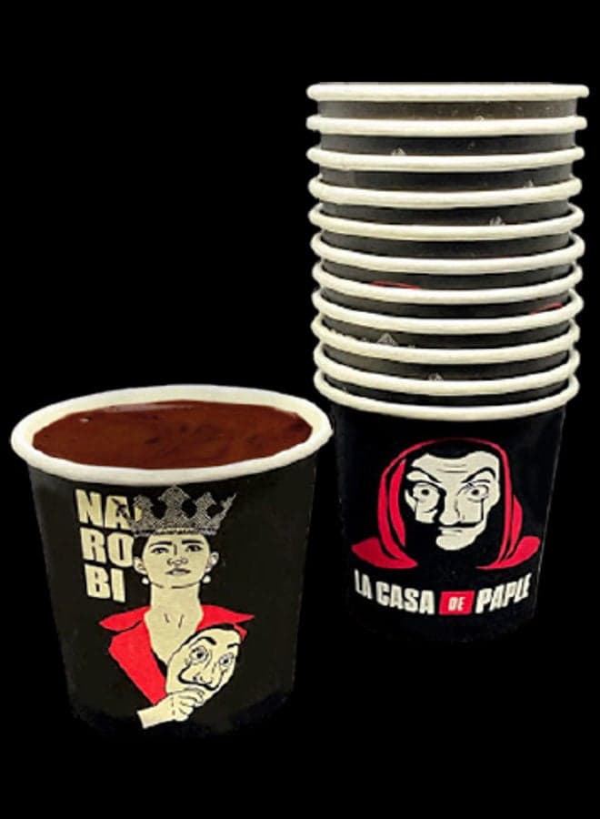 24-Piece La Casa De Papel Coffee And Espresso Paper Cups Black/Multicolour Cups & Straws (3)