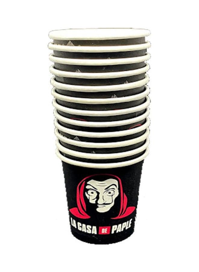 24-Piece La Casa De Papel Coffee And Espresso Paper Cups Black/Multicolour Cups & Straws