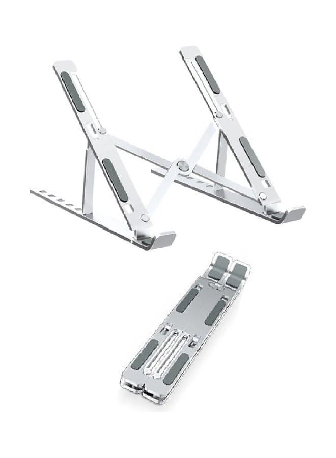 Foldable Laptop Stand 6-Level Adjustable Height Silver Desk Accessories & Workspace Organizers