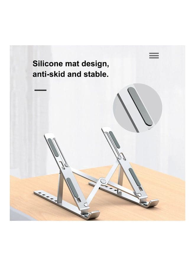 Foldable Laptop Stand 6-Level Adjustable Height Silver Desk Accessories & Workspace Organizers (٥)
