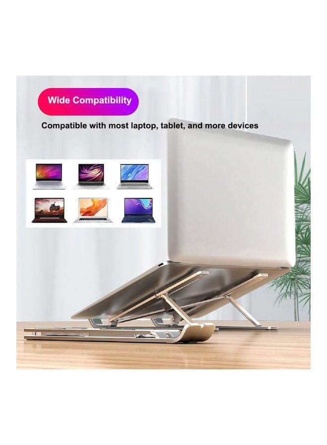 Foldable Laptop Stand 6-Level Adjustable Height Silver Desk Accessories & Workspace Organizers (٤)