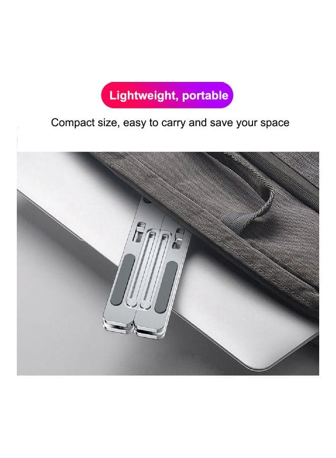 Foldable Laptop Stand 6-Level Adjustable Height Silver Desk Accessories & Workspace Organizers (٦)