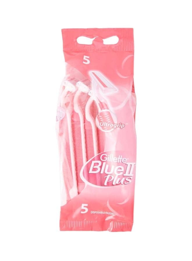 5-Piece Blue II Plus Razor Set Multicolour Women's Razors & Blades