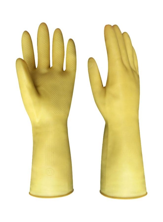 Pair Of Household Latex Cleaning Gloves Yellow XL Safety & Security Gloves