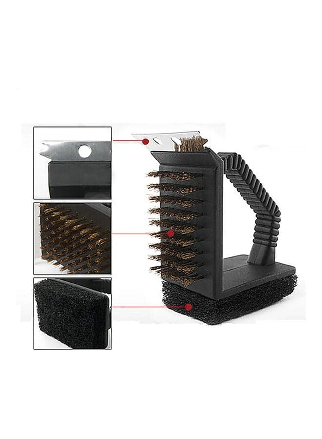3 In 1 BBQ Grill Scraper Wire Brush Dirt Remover Scourer Kitchen Cleaning Tool black 20 x 10 x 20cm Barbecue Tools (4)