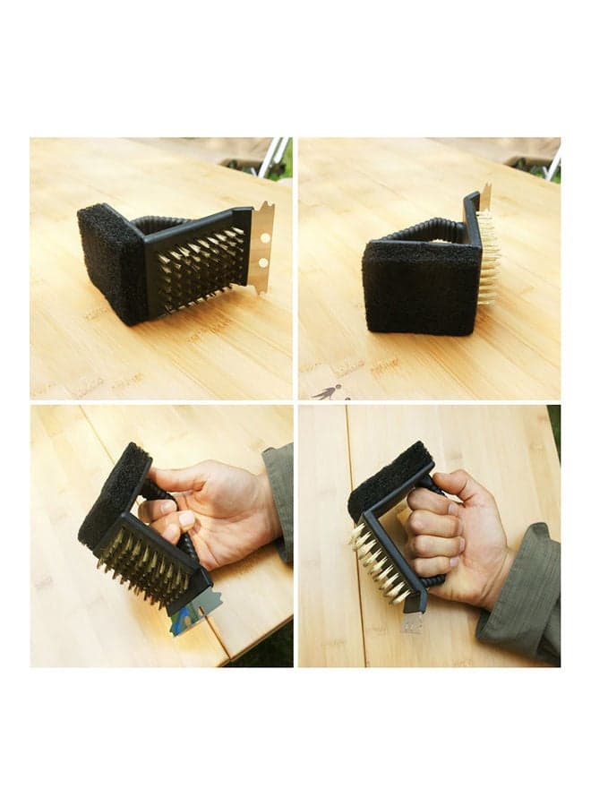 3 In 1 BBQ Grill Scraper Wire Brush Dirt Remover Scourer Kitchen Cleaning Tool black 20 x 10 x 20cm Barbecue Tools (5)