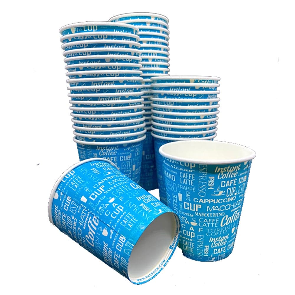 10-Piece Printed Disposable Paper Tea And Coffee Cups Set blue Glassware & Drinkware (٣)