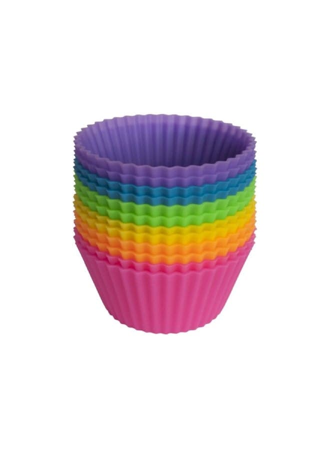 12-Piece Cupcake Liners Silicone Baking Mold Set Multicolor 21.8cm Bakeware Sets