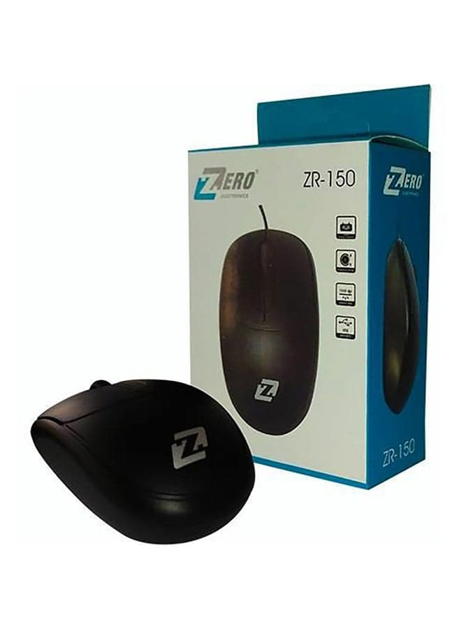 ZR-150 Wired USB Optical Mouse Black Computer Mouse