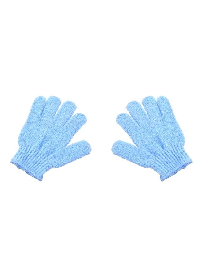 2-Piece Shower Exfoliating Gloves Set Blue 2x19x13cm Bath Gloves