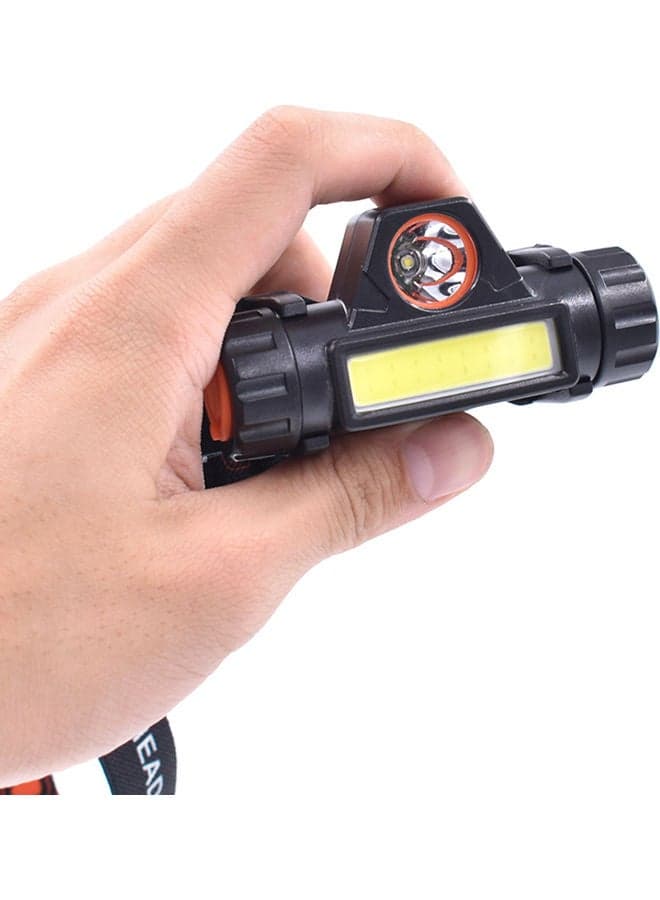 Mini USB Rechargeable COB LED Headlamp Black 9.00x6.50x6.50cm Lighting Set (4)