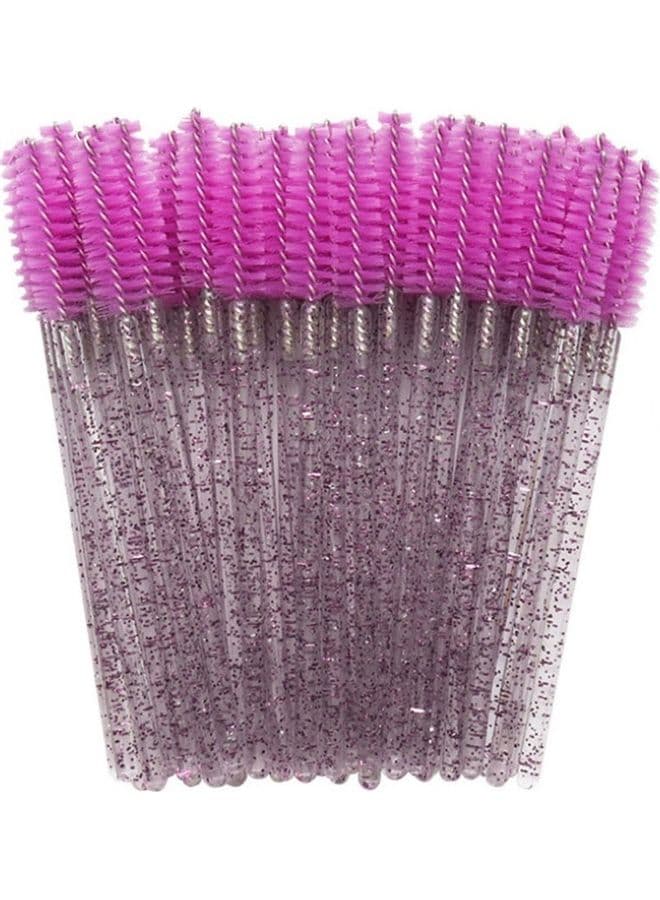 50 Piece Disposable Eyelash Mascara Brushes Purple Eyebrow Grooming Scissors