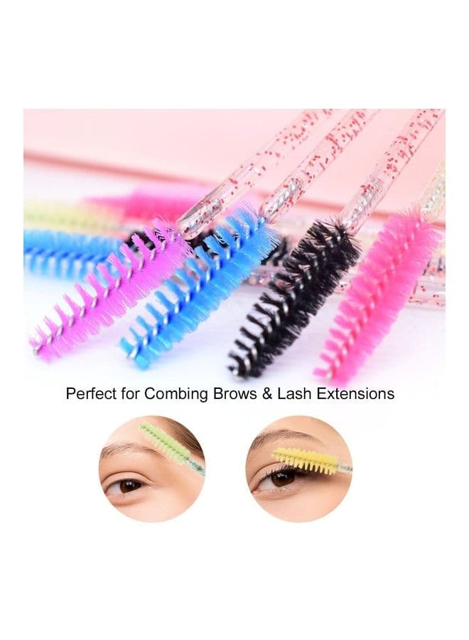 50 Piece Disposable Eyelash Mascara Brushes Green Eyebrow Grooming Scissors (٣)