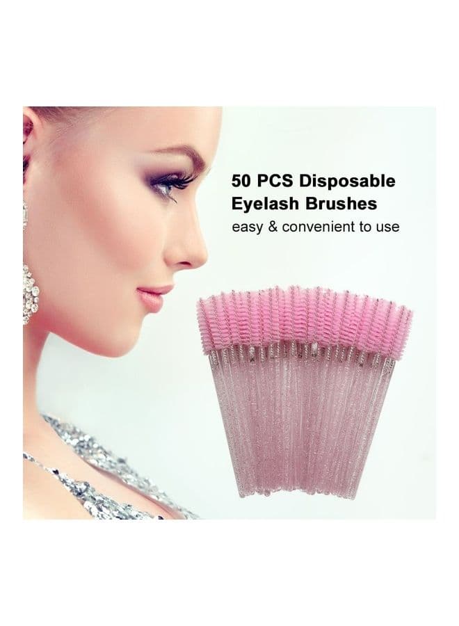 50 Piece Disposable Eyelash Mascara Brushes Green Eyebrow Grooming Scissors (٥)